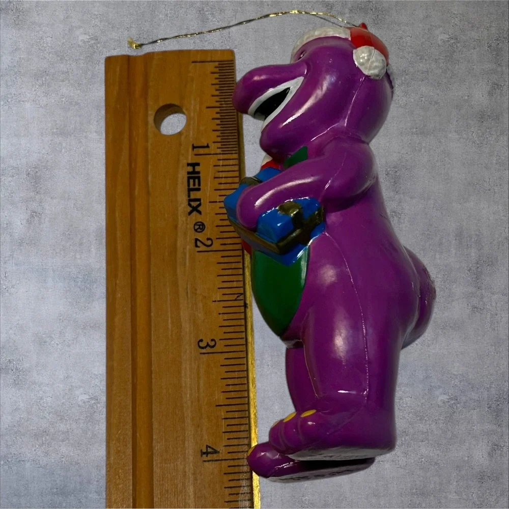Vintage 1999 Barney Christmas Ornament Santa Hat Candy Cane Gift Lyons Group‎ 4